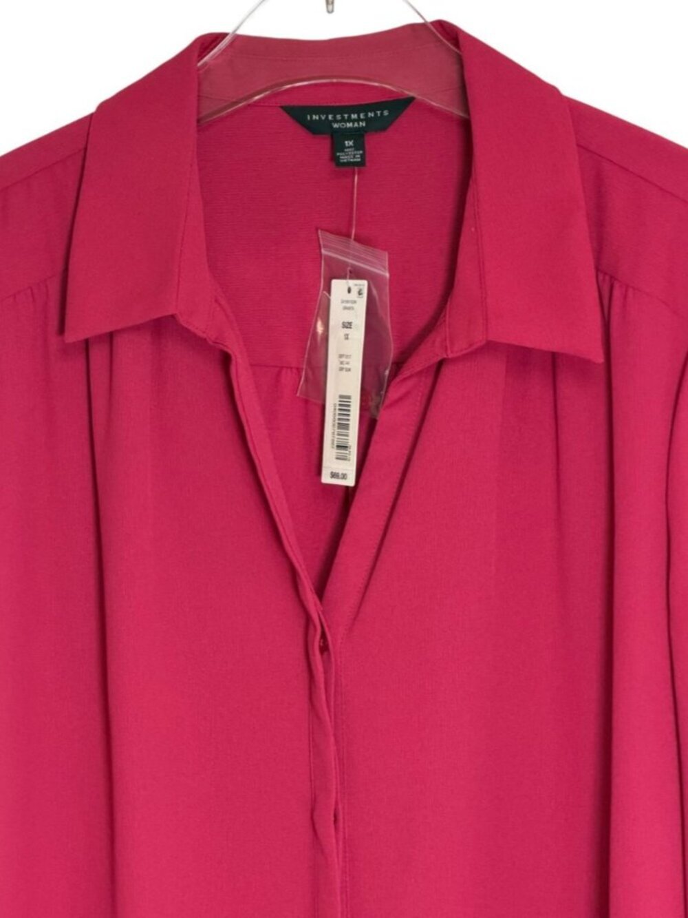 Investments Woman 1X Granita Rose Hidden Button Blouse NWT - Picture 4 of 9